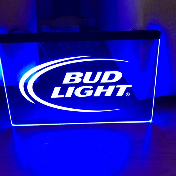 BUD LIGHT LED NEON BLUE LIGHT SIGN 8x12 - Picture 2 of 4